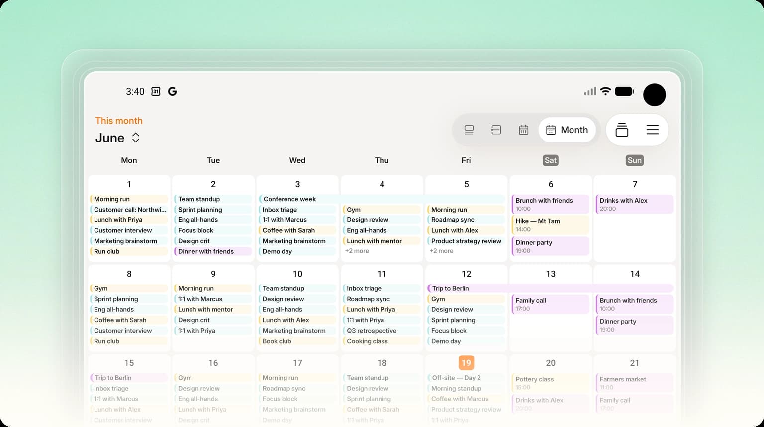 Visualize Your Entire Month